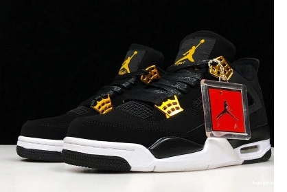Hyperoad GOLD-WHITE AIR BLACK 4 JORDAN MENS “ROYALTY” METALLIC 0818